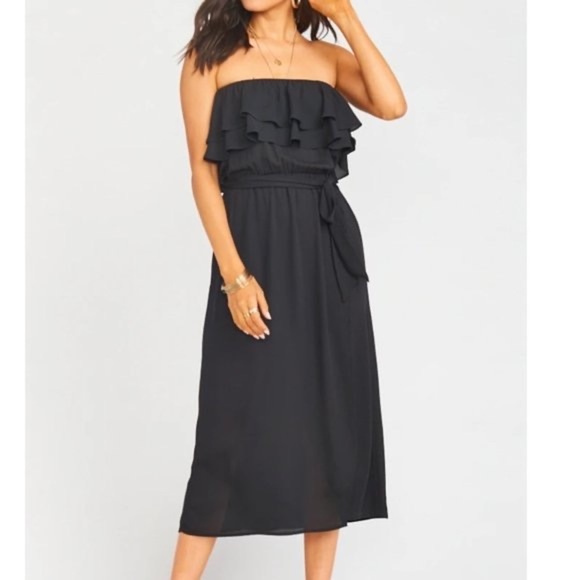 Show Me Your MuMu Black Off-Shoulder Midi Dress - Picture 2 of 7